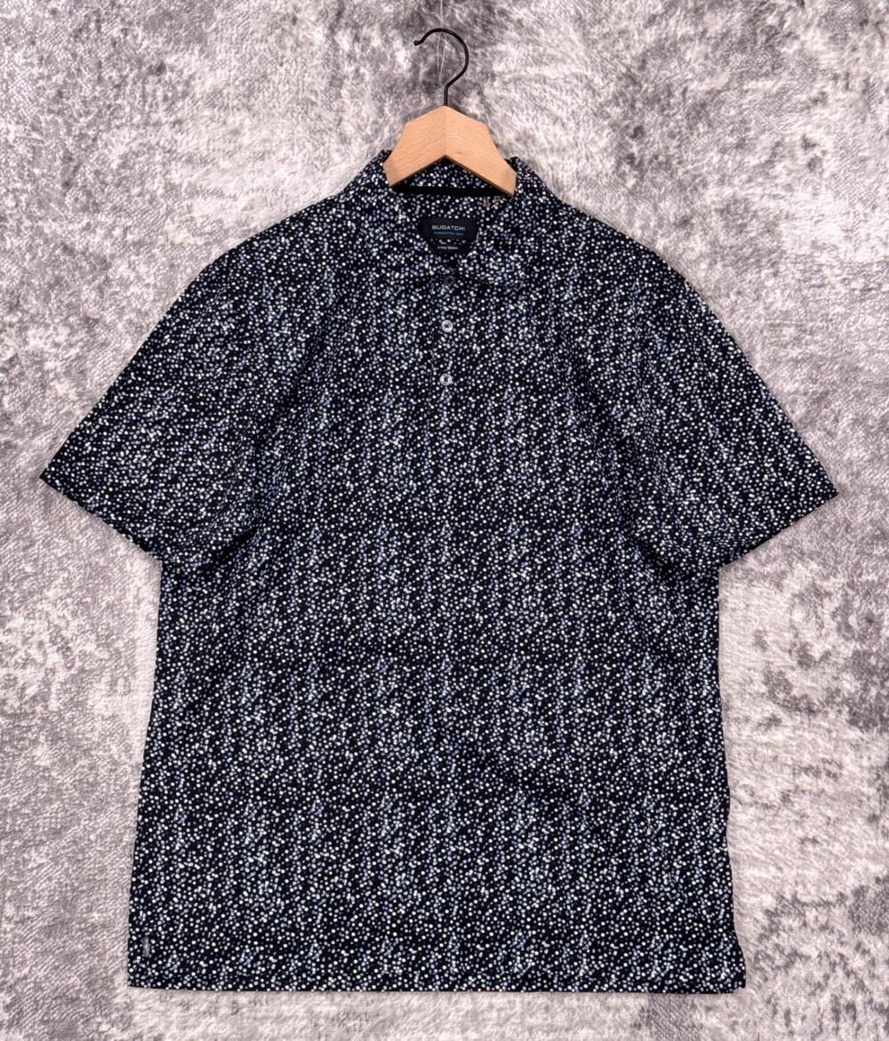 Bugatchi Shirt Medium Mens OoohCotton Tech Black Dot Short Sleeve